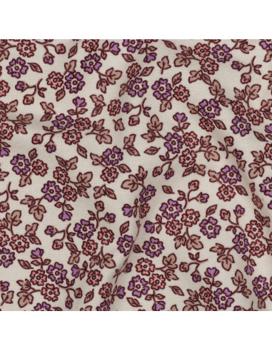 Flanellstoff Blumen - Ecru