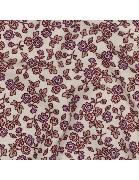 Flanellstoff Blumen - Ecru