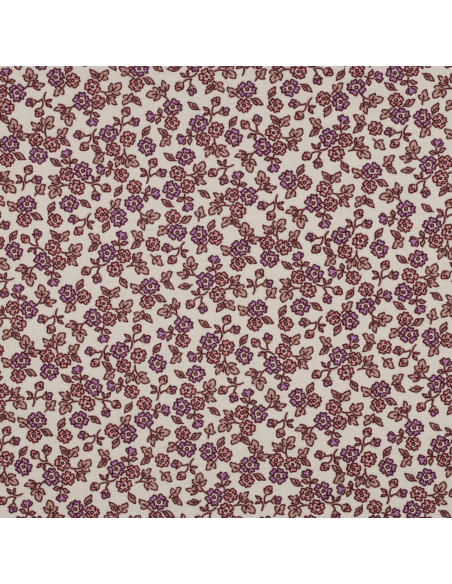 Flanellstoff Blumen - Ecru