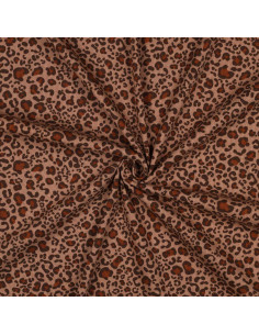 Rippenstrick-Jersey-Stoff aus Baumwolle - Beige Leopard