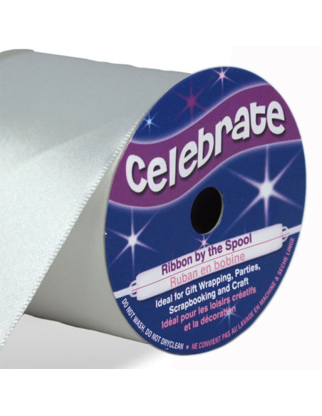 Weißes Satinband Celebrate - 50 mm x 4 Meter