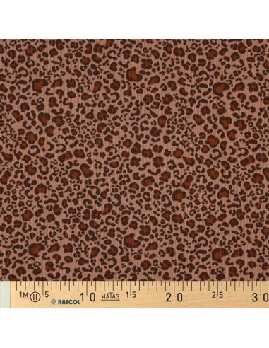 Rippenstrick-Jersey-Stoff aus Baumwolle - Beige Leopard