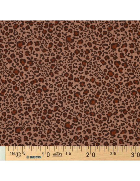 Rippenstrick-Jersey-Stoff aus Baumwolle - Beige Leopard