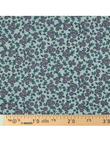 Flanellstoff Blumen - Minze