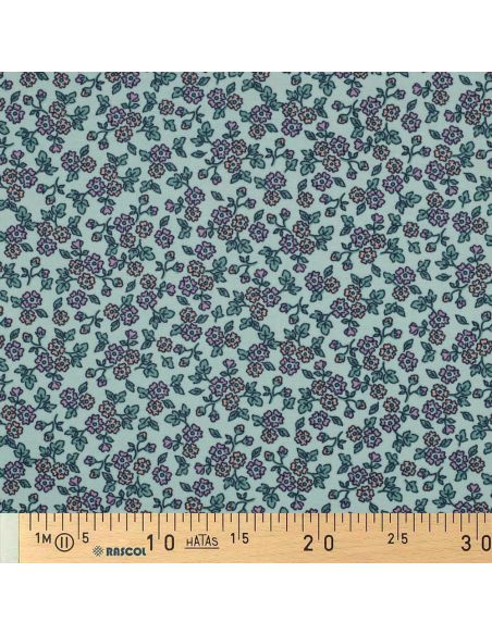 Flanellstoff Blumen - Minze