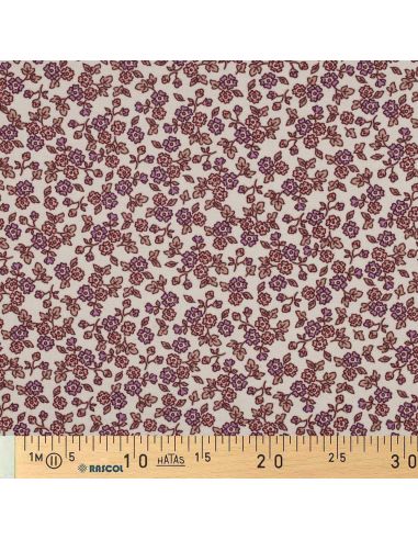 Flanellstoff Blumen - Ecru