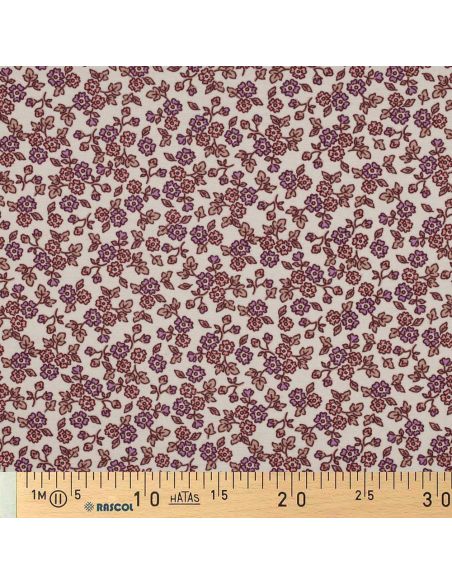 Flanellstoff Blumen - Ecru