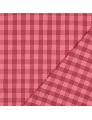 Baumwoll-Popeline-Stoff - Große Vichy-Karos - Rot und Bordeaux