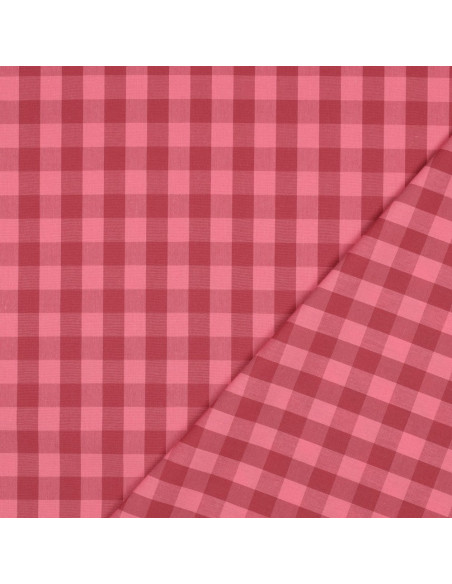 Baumwoll-Popeline-Stoff - Große Vichy-Karos - Rot und Bordeaux