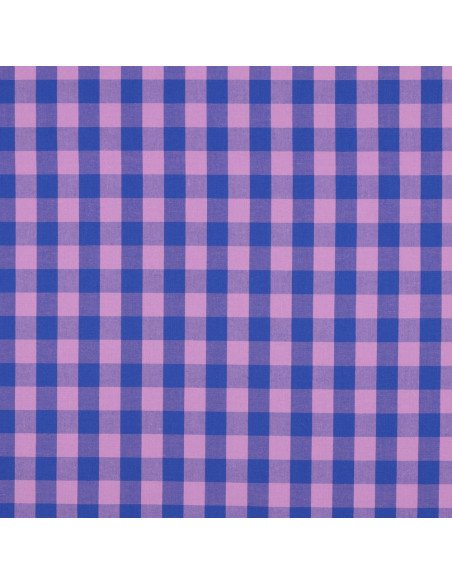 Baumwoll-Popeline-Stoff - Große Vichy-Karos - Lavendel und Blau