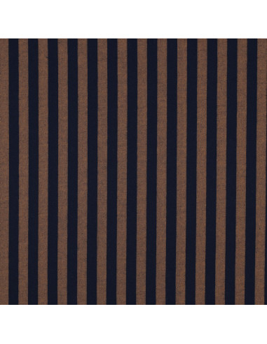 Baumwoll-Popeline-Stoff - Breite Streifen - Braun und Navy