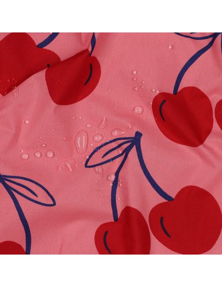 Wasserabweisender Baumwollstoff mit großen Kirschen - Rosa