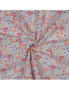 Wasserabweisender Baumwollstoff mit kleinen Blumen - Weißer Hintergrund