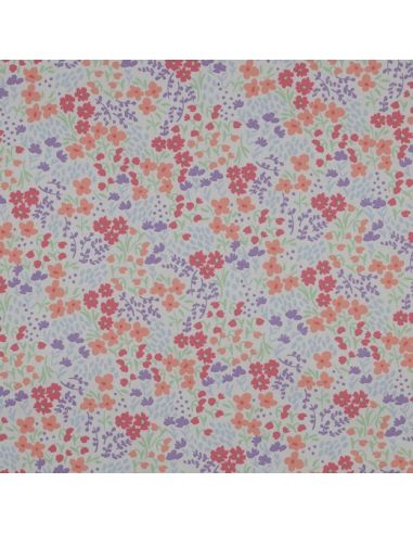 Wasserabweisender Baumwollstoff mit kleinen Blumen - Weißer Hintergrund