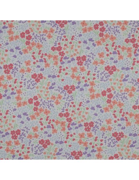 Wasserabweisender Baumwollstoff mit kleinen Blumen - Weißer Hintergrund
