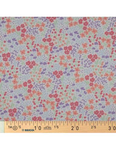 Wasserabweisender Baumwollstoff mit kleinen Blumen - Weißer Hintergrund