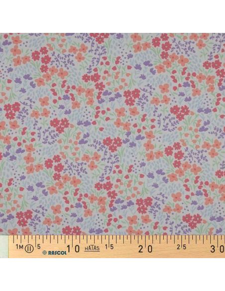 Wasserabweisender Baumwollstoff mit kleinen Blumen - Weißer Hintergrund