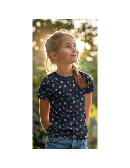 Jersey-Stoff mit kleinen Blumen - Nachtblau