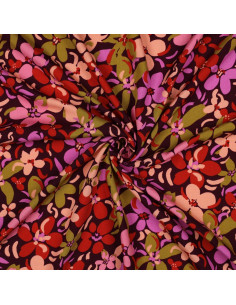 Tissu viscose fleurs éclatantes - Violet foncé