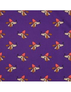 Baumwoll-Popeline-Stoff mit Hunden und Herzen - Violett 2
