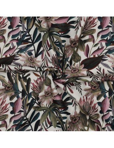 Baumwoll-Canvas-Stoff - Vintage-Blumen