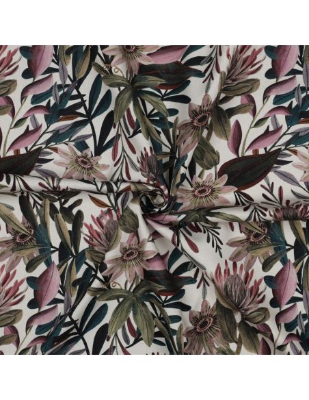 Baumwoll-Canvas-Stoff - Vintage-Blumen