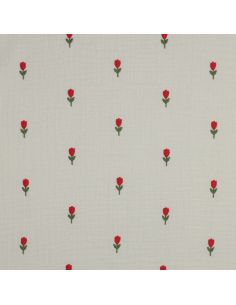 Bestickter Musselinstoff mit Blumen - Natur 2