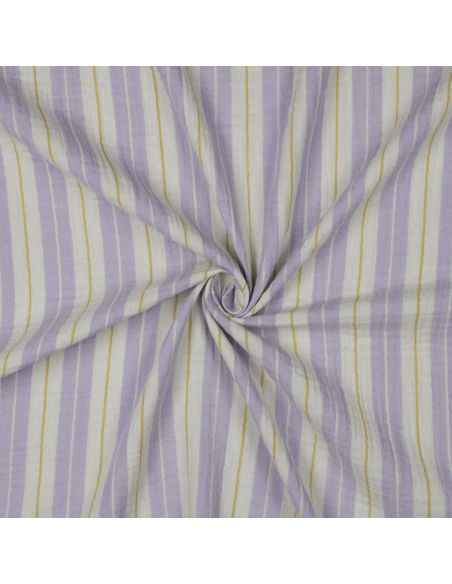 Doppellagiger Musselin mit Streifenmuster - Violett