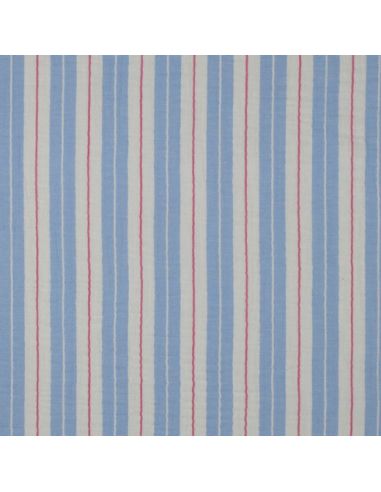 Doppellagiger Musselin mit Streifenmuster - Blau