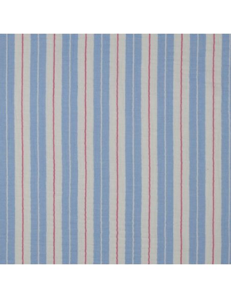 Doppellagiger Musselin mit Streifenmuster - Blau