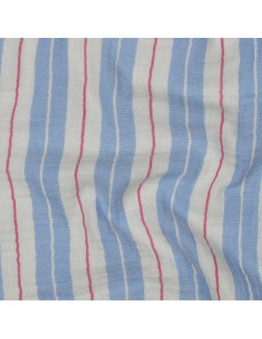 Doppellagiger Musselin mit Streifenmuster - Blau