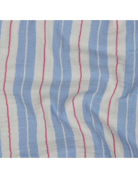 Doppellagiger Musselin mit Streifenmuster - Blau