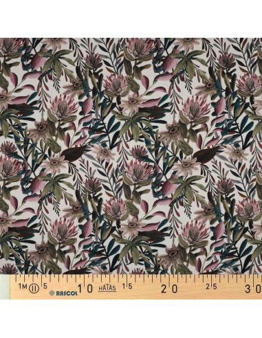 Baumwoll-Canvas-Stoff - Vintage-Blumen