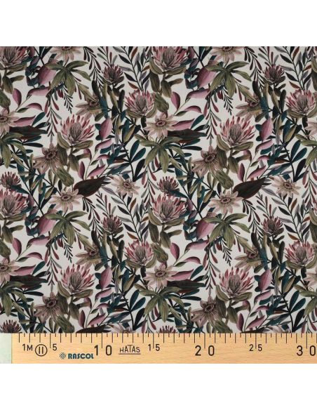 Baumwoll-Canvas-Stoff - Vintage-Blumen