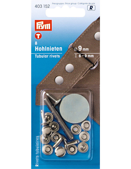 Satz mit 8 Hohlnieten mit Bohrwerkzeug 6-9 mm