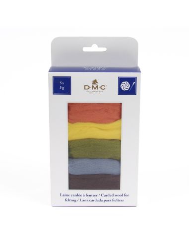 Pack mit 5 kardierten Filzwollen DMC - Herbst