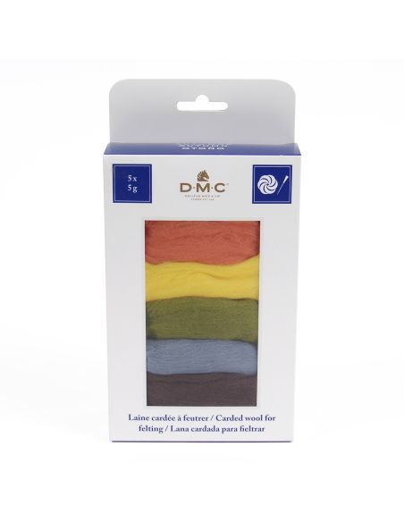 Pack mit 5 kardierten Filzwollen DMC - Herbst