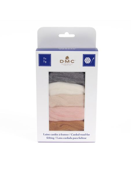 Pack mit 5 kardierten Filzwollen DMC - Seashell
