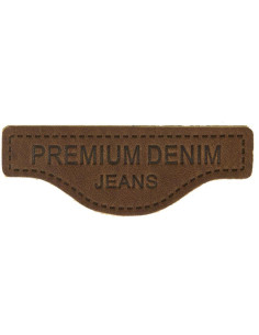 Premium-Lederetikett zum Aufnähen auf Denim - Dunkelbraun