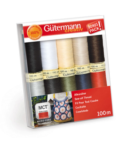 Set mit 10 Gütermann Polyester-Nähfäden - Basic