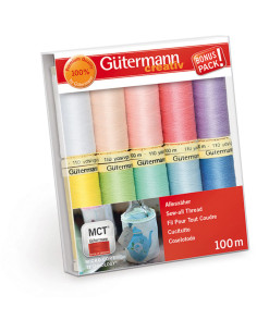 Set mit 10 Gütermann Polyester-Nähfäden - Pastellfarben