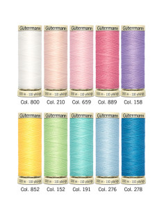 Set mit 10 Gütermann Polyester-Nähfäden - Pastellfarben 2