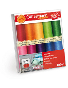 Set mit 10 Gütermann Polyester-Nähfäden - Leuchtend