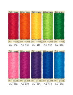 Set mit 10 Gütermann Polyester-Nähfäden - Leuchtend 2
