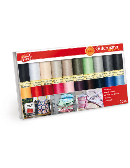 Set mit 20 Gütermann Polyester-Nähfäden