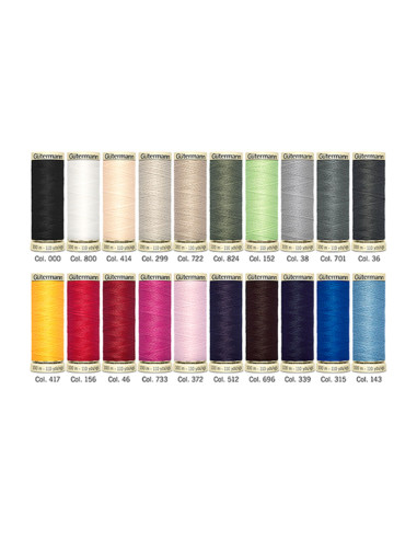 Set mit 20 Gütermann Polyester-Nähfäden