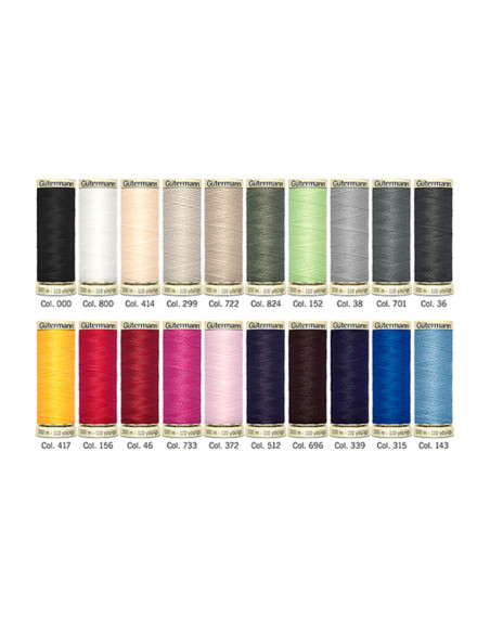Set mit 20 Gütermann Polyester-Nähfäden