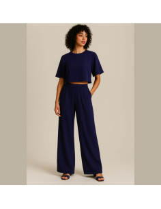 Georgette-Crêpe-Stoff - Marineblau 2