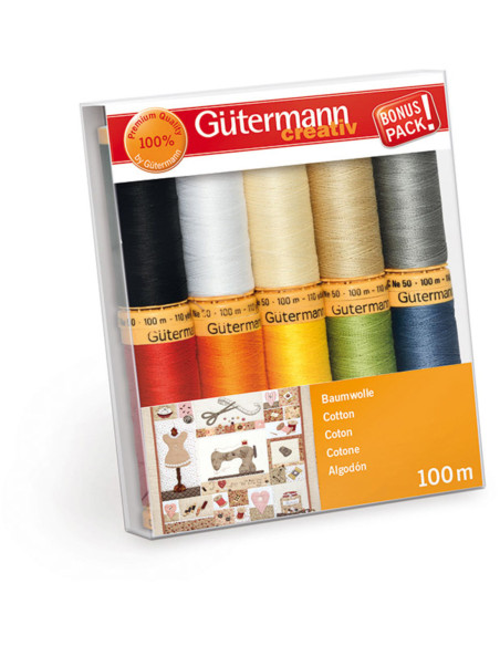 Set mit 10 Nähfäden aus Baumwolle von Gütermann