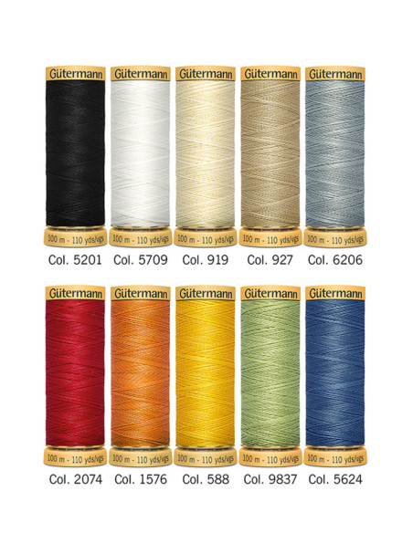 Set mit 10 Nähfäden aus Baumwolle von Gütermann
